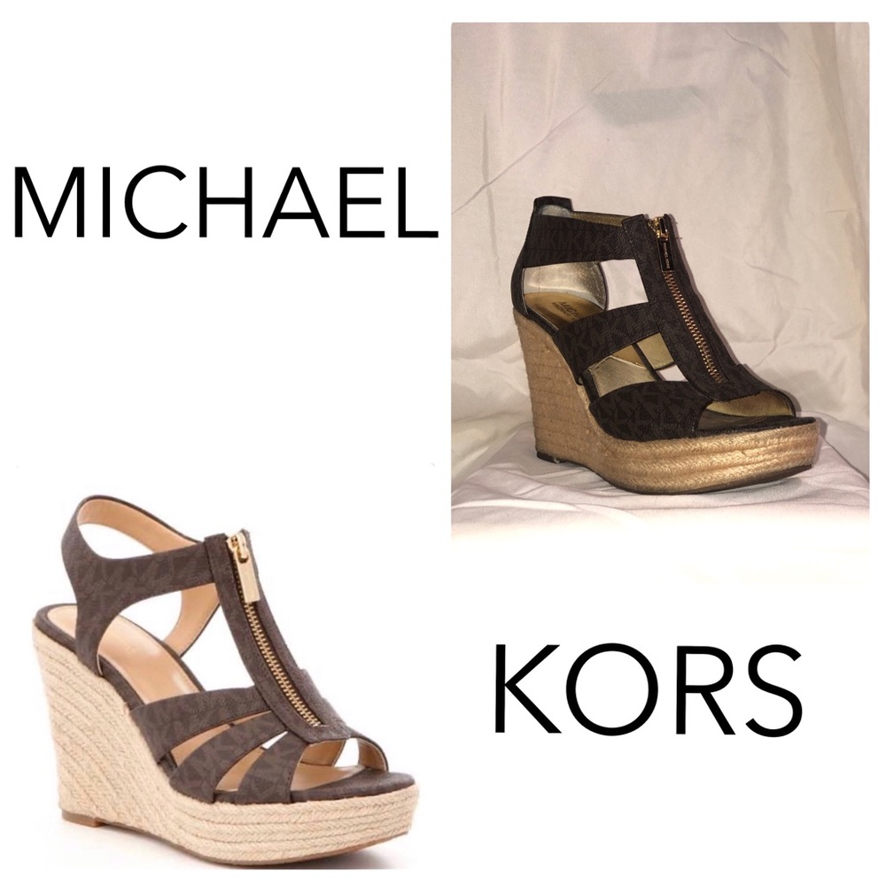 Dark brown Michael Kors open toe wedge